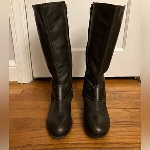 Geox Dark Brown Leather Heeled Boots